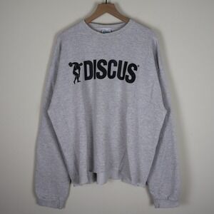 Vintage 90s Discus Athletic Big Logo Cropped Sweatshirt Gray 2XL Tall 26x27